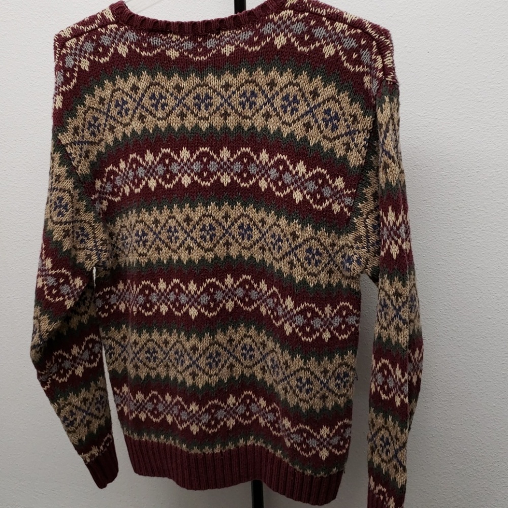 GUC VTG usa classic tan green burgundy XL sweater - Picture 5 of 5